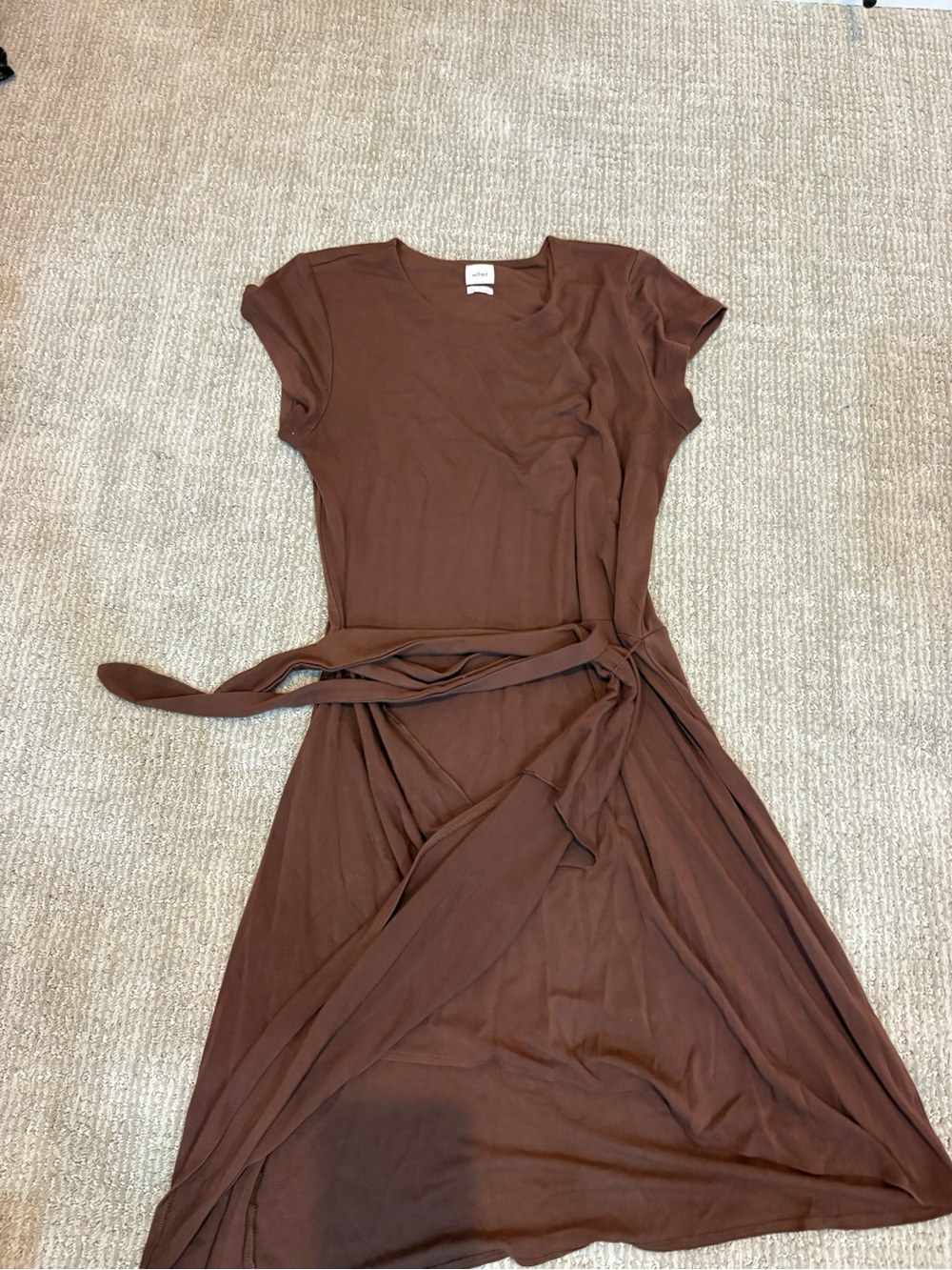 Aritzia Chocolate Brown Midi Wrap Dress